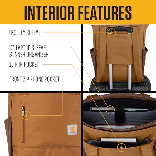 Carhartt Classic Convertible Backpack Tote, Durable Water Repellent Material W/ 17" Laptop Sleeve, Port3