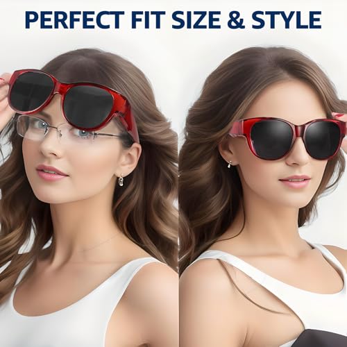 Image of Trysee Polarized Fit Over Sunglasses for Women, Trendy Oversized Wear Over Glasses Shades UV400 Protection TS5779