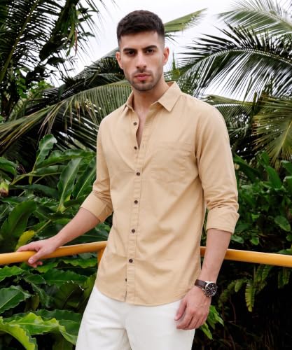 Image of Amazon Brand - INKAST Men Solid Cotton Shirt | Casual Wear | Basic Essential Plain Everyday & Office Wear | Full Sleeve | Regular Fit