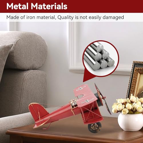 HERCHR Red Model Airplane Aircraft Model 8.4×7.5×3.5in Airplanemodel Vintage Plane Retro Vintage Airplanedecor for Collection Room Decor - Image 2