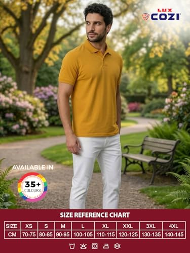 Image of Lux Cozi Men's Cotton Solid Polo Tshirt | Collar Tshirts | Half Sleeves | Stylish & Premium All Day Wear | Pack of 1