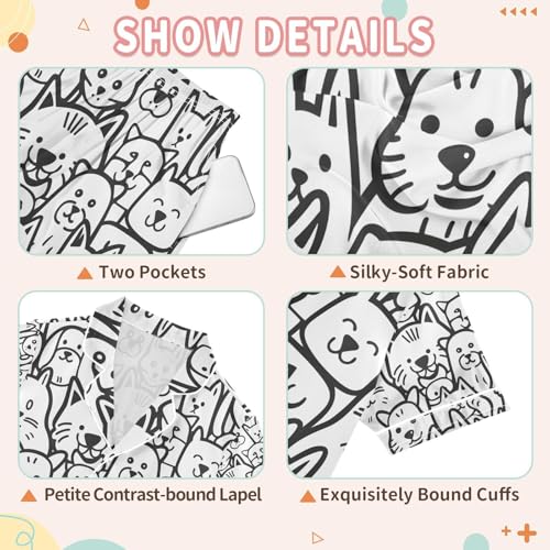 senya Cat Line A Satin Summer Pajama Sets Silk Short Sleeve Button Down Sleepwear3