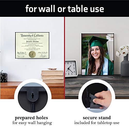 Mantello Front Loading Black Picture Frame 8.5X11 - Set Of 6 - Table Desk Wall Hanging For Artwork - Certificates Diplomas - Family Gallery Multi Photo Frame #TOP4