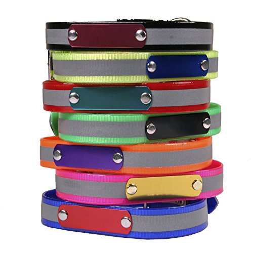 Personalized Reflective Dog Collar For Small Dogs - Color Midnight Black - Laser Engraved Name Plate - Odor Proof #TOP4