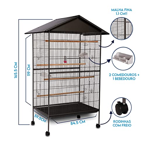 Viveiro Birdfly Australia Malha Fina Para Calopsita Papagaio Arara Periquito - Preto