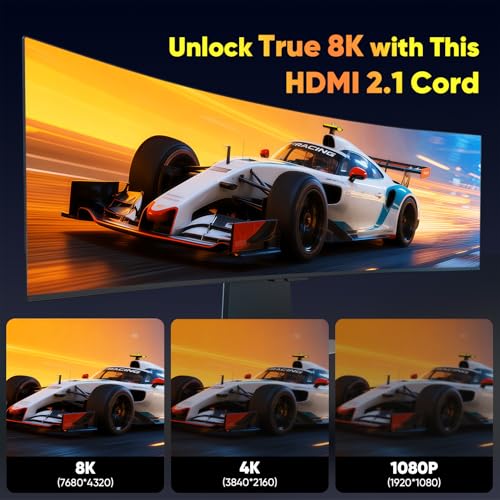 Image of Certified HDMI 2.1 Cable 6FT, HDMI eARC /ARC Cord for Home Theater | 48Gbps & 8K@60Hz for Soundbar to TV, 8K /4K TV, Roku /Apple TV, PS5, Xbox,Projector,Gaming Monitor, Computer and More