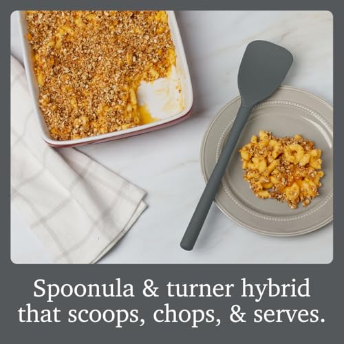 Image of Tovolo Flex Core Scoopula Silicone Multifunction Spoon Spatula Combo Charcoal Gray, BPA Free Spatula Spoon Silicone Heat Resistant Scoopula, Scoop and Serve Spatula Combo Kitchen Utensils