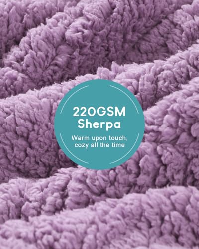 Cottonblue Jacquard Weighted Blanket 20 lbs for Adults Queen Twin Full Size, Fuzzy Sherpa Fleece Weighted Throw Blankets 60x80 in for Relax & Sleep, Cozy Heavy Bed Blankets with Cemaric Beads, Purple