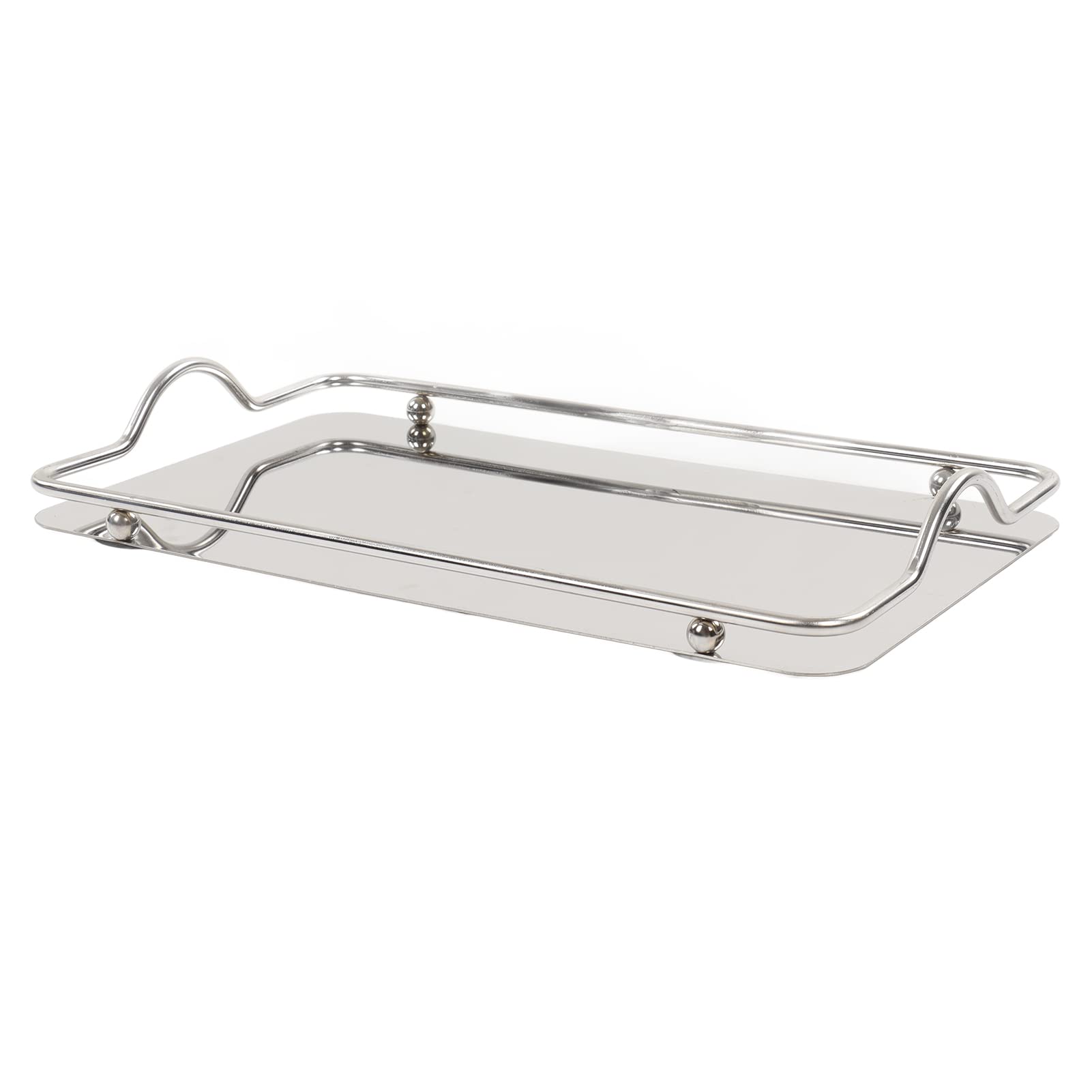 Vassoio da Portata,Vassoio in Acciaio Inox, Vassoio Rettangolare Grande, Vassoio Rettangolare Elegante in Acciaio Inossidabile con Manico, Vassoio per Piatti Commerciali Multifunzionale per Tazze di