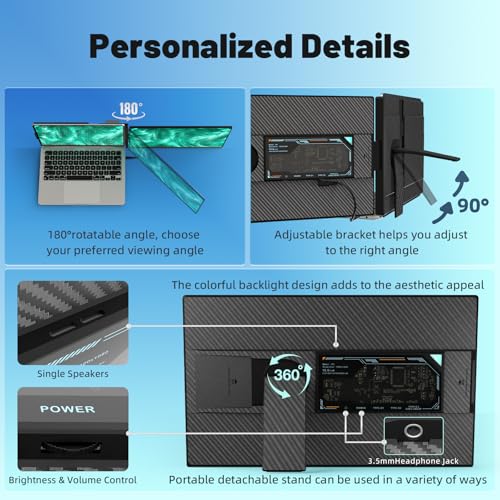 Image of Laptop Screen Extender - 15.6 inch Dual Portable Monitor FHD IPS 1080P Detachable Extended Extra, Plug & Play Double Screen External Laptops Display Compatible with Windows DeX Mac for Travel Work