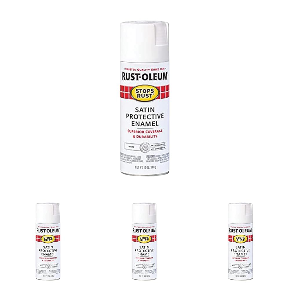 Rust-Oleum 7791830 Stops Rust Spray Paint, 12 oz, Satin White (Pack of 4)