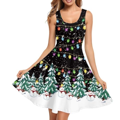Image of Women Stylish Tank Dresses Sleeveless Round Neck Midi Casual Dress with Pocket for Summer