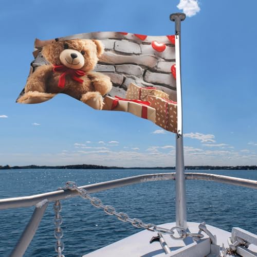 Cadeau de Saint-Valentin drapeau extérieur ours mignon pour couples