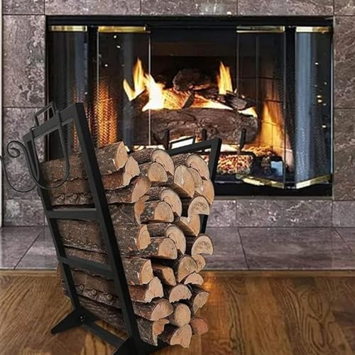 Support à bûches extérieur robuste en fer forgé au design minimaliste et durable - 7