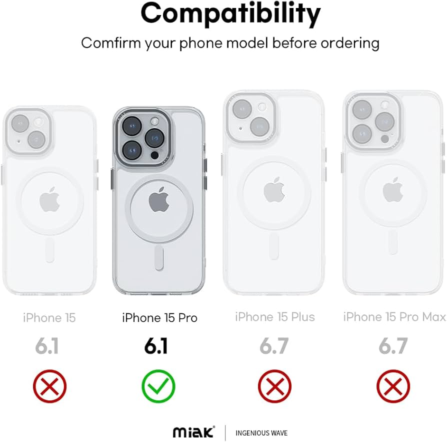 Amazon.co.jp: miak iPhone 15 Pro ケース レンズガード 一体型MagSafe