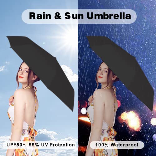 Image of Mini Travel Sun Umbrella for Purse With Case,Small Compact UV Umbrella Protection Sun,Lightweight Portable Parasol Windproof for Women Men Kids