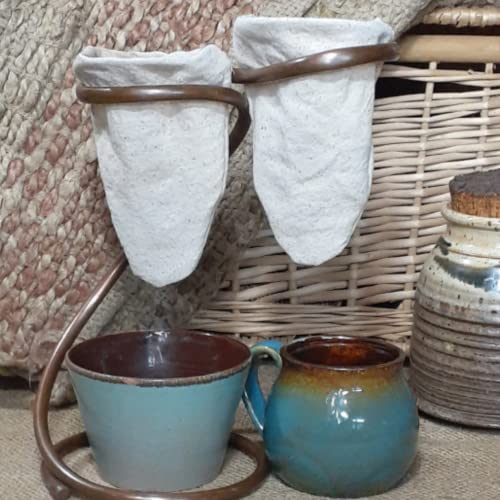 Coffee Sock Pour Over Drip Station, Costa Rican Coffee Maker, Handmade Copper Chorreador DeCafé For 2, Unique Bolista… - Image 10