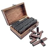 Alphabet Stamps 70 PCS Vintage Wooden Rubber Letter Number Alphabet Combination Letter Stamp Diary Ablum Wedding Letter Wood Rubber Stamp Set with Vintage Wooden Box Gift (Cursive Writing)