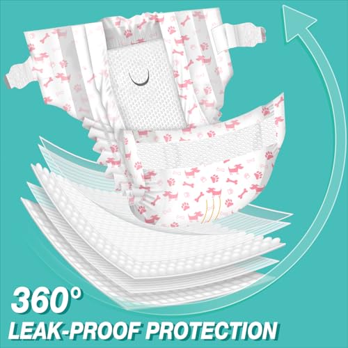Image of Pet Soft Disposable Cat Diapers - Puppy Diapers for Female & Male Cats with Wetness Indicator, Super Absorbent, Fit for Pet in Heat or Incontinence, 20pcs (XS, Mixed)