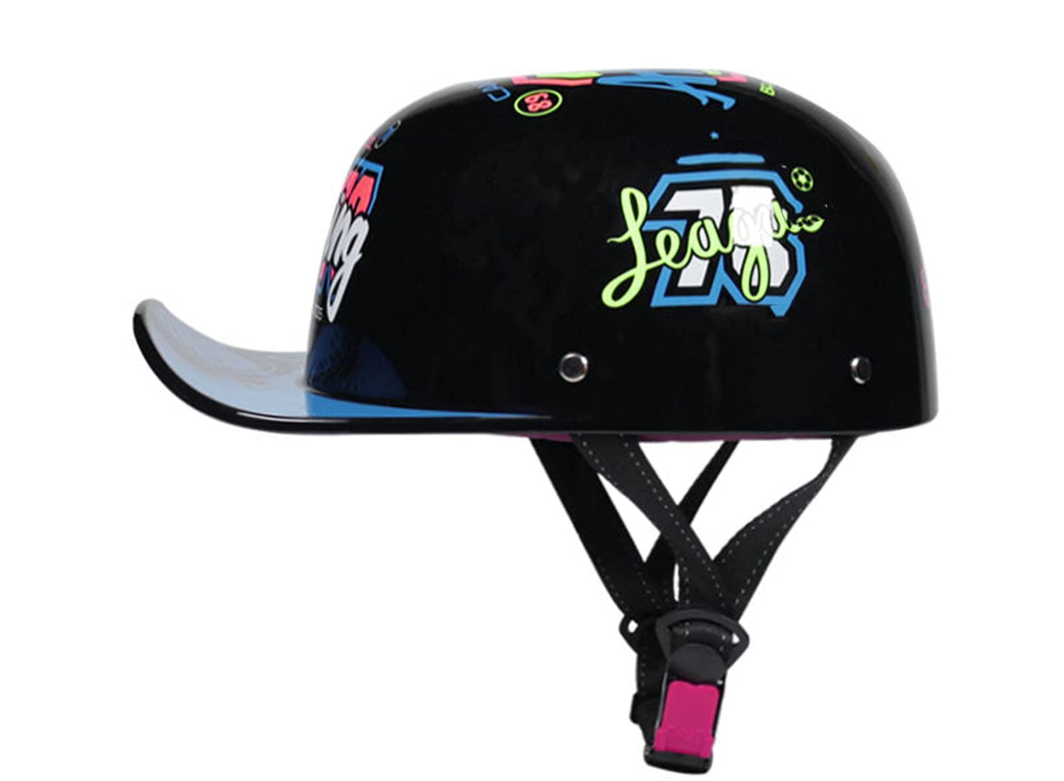 Volwassen Retro Motorfiets Halve Helm DOT Goedgekeurd Mannen En Vrouwen Baseball Cap Modellering Open Helmen Cruiser Elektrische Scooter Chopper Helm A,54-62cm