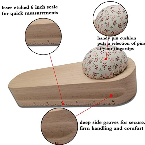 Bequilter 1Pcs Hardwood Tailors Clapper With 400Pcs Sewing Pins Patchwork Pins, Quilters Pressing And Seam Flattening Tool With Pin Cushion And Dual Unit Scale #TOP4
