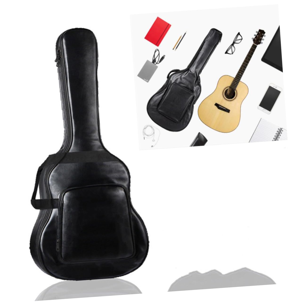 SUPVOX 1pezzi Borsa per Chitarra Doppia Tracolla Custodia per Chitarra Folk Acustica da Strumento Corda Leggero in Oxford Confezione Cinghie Laterali per Trasporto Facile
