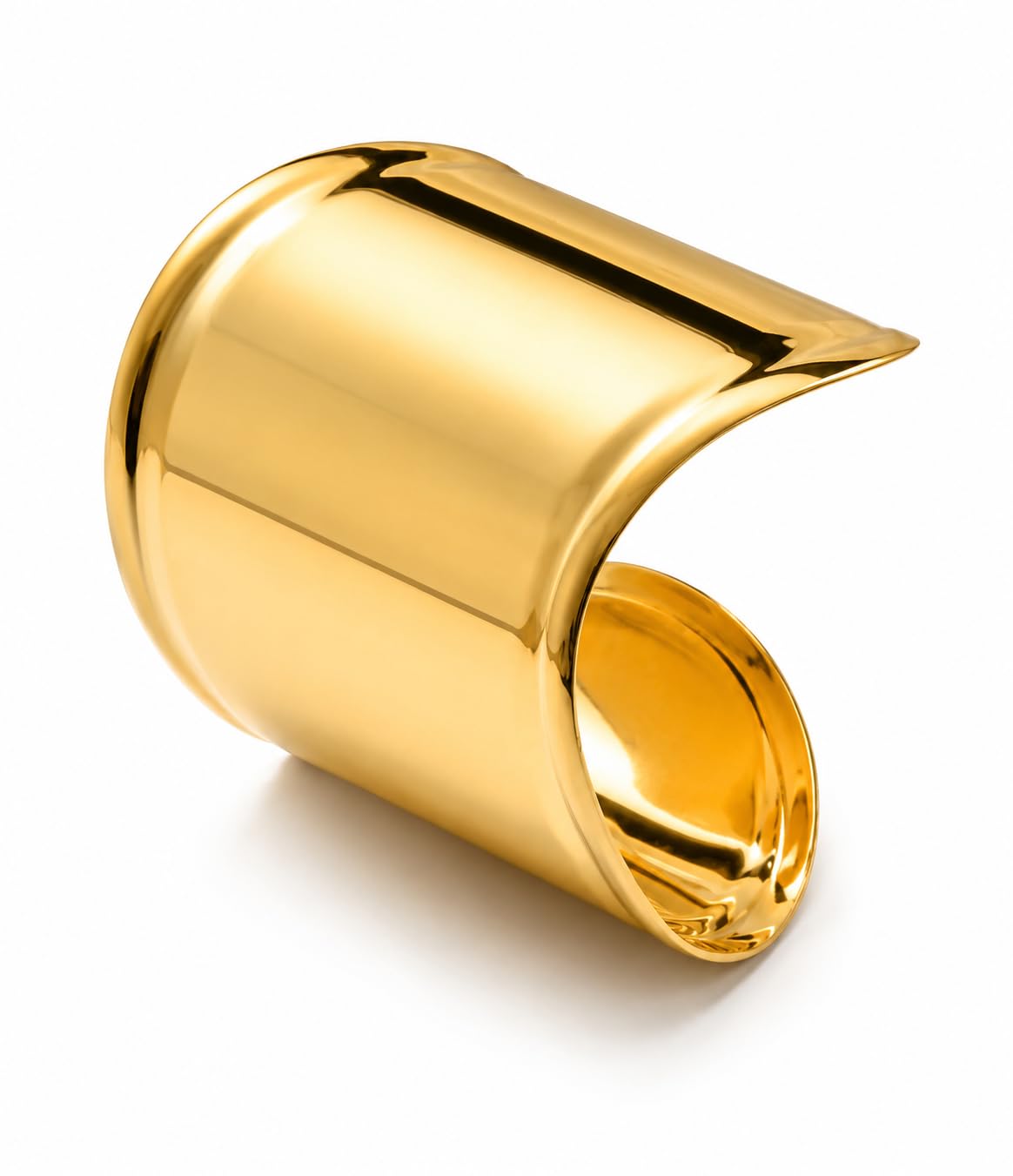 Wide Gold Cuff Bracelet, Bold Modern Style, Polished Finish, Statement Jewellery Women & Girls – Wide Open Bangle Statement Bracelet – Lightweight Fashion Jewelry for Party & Casual Wear-image-39