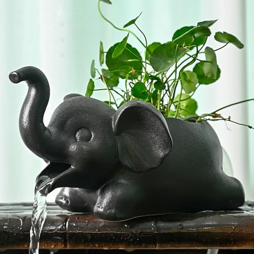 WNYAILLL Cracheur de Fontaine de Jardin, Garden Decor pour étang à koï, Paysager Décorations D'Aquarium, Jardin Extérieur Caractéristique De l'eau Cracheur D'Étang en Céramique(Black)