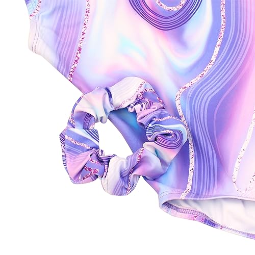 Image of MODAFANS Leotards for Girls Gymnastics with Shorts Dance unitards Tumbling Biketards with Hair Scrunchie for3-13T