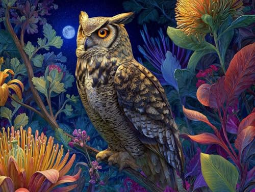 Peinture numéro adulte hibou fleur pour illuminer la décoration du salon