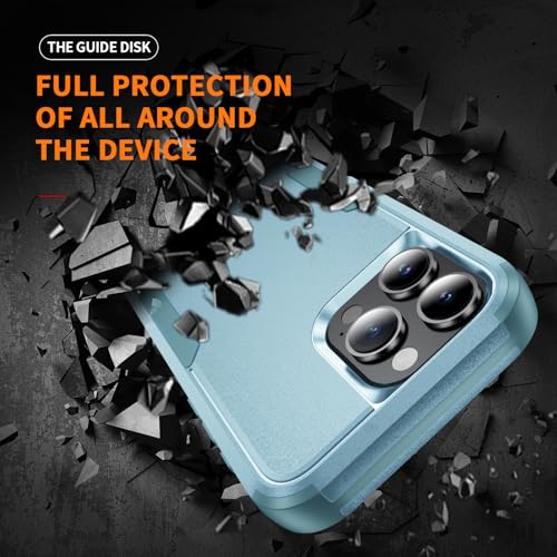 Image of Cubix Full Body Armor Cover for iPhone 16 Pro Max Pouch Hard PC + Soft TPU 3-Layer Military Grade Back Case (Aqua)