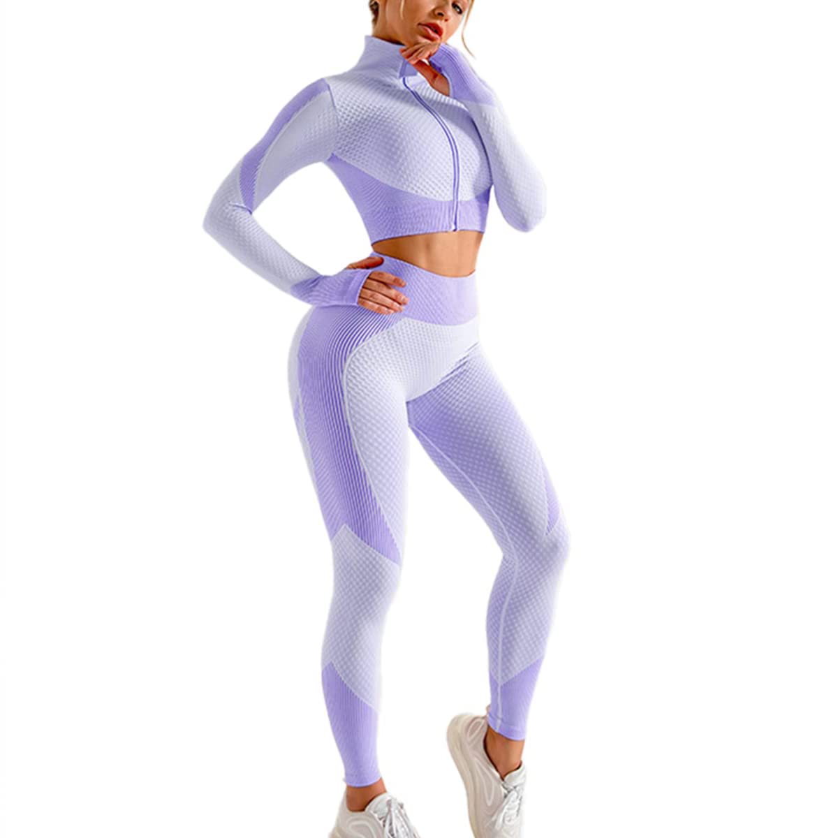 X-SNOW FALCON Women's 3 Piece Outfits Tracksuit Workout Set Sports Bra High Waist Yoga Gym Leggings and Crop Top