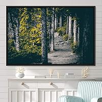 Framed Canvas Wall Art Rustic Woods Brown Dark Dramatic Forest Group Nature Photography Realism - 16x24 inches