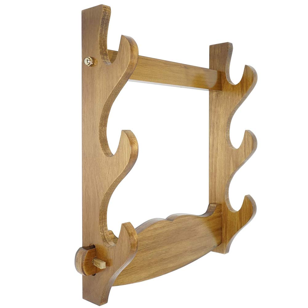 XMRISE Sword Holder Wall Mount Japanese Samurai Sword Display Stand Hanger Bracket Katana Wakizashi Tanto Wood,3Tier size