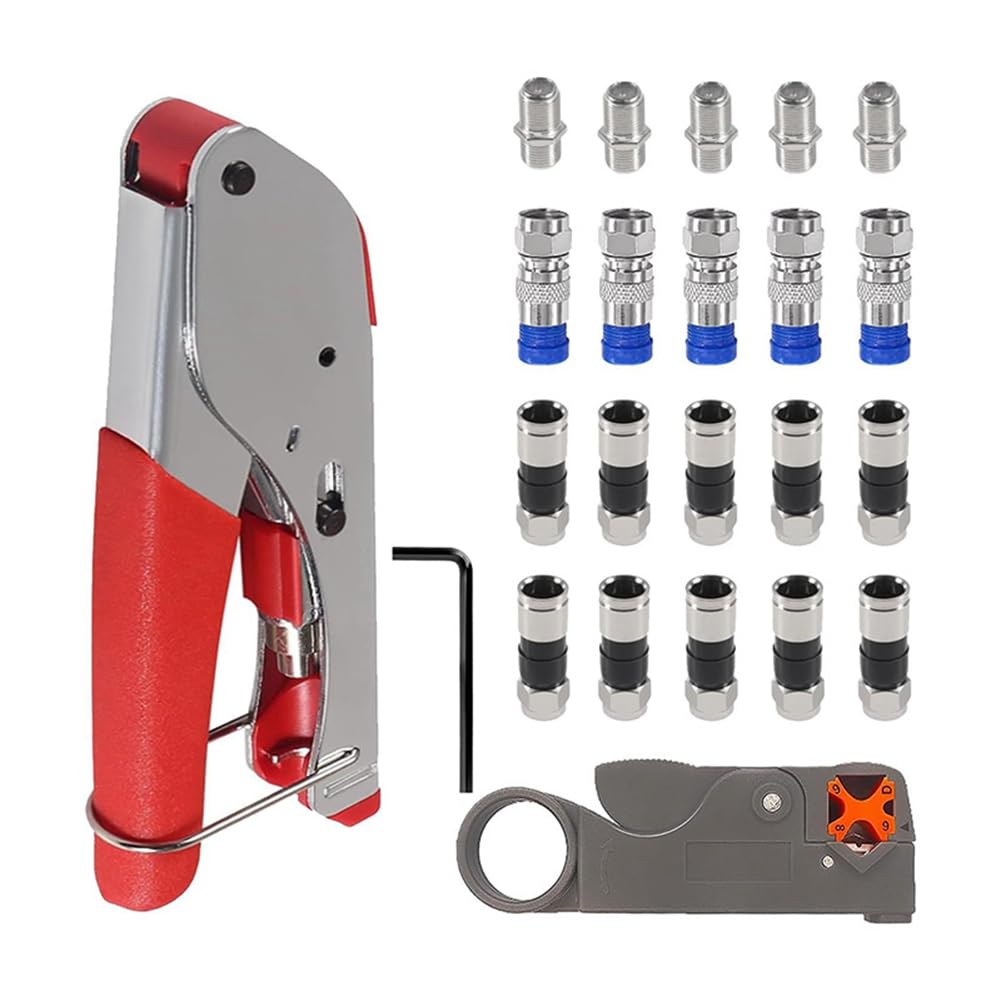 Kit para crimpar cables coaxiales RG6 para evitar pérdidas de señal con conectores tipo F