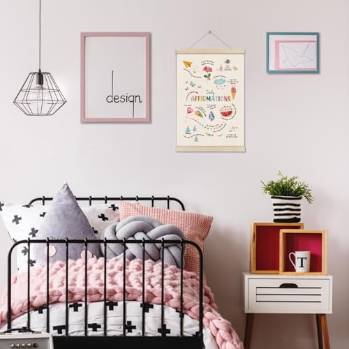 Image of DOI-LANEE Daily Affirmations Wall Decor for Women Kids,Positive Inspirational Motivational Mental Health Posters Hanger Frame,Wall Art for Therapist Calming Office Nursery Playroom Bedroom,12x16 Inch