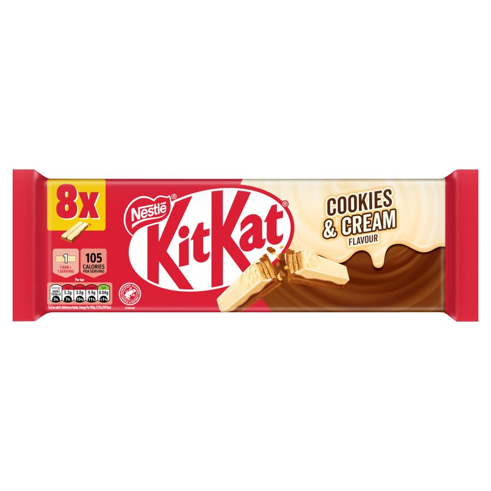 KitKat 2 Finger Cookies and Cream Chocolate Biscuit Bar, 8 x 20.7g