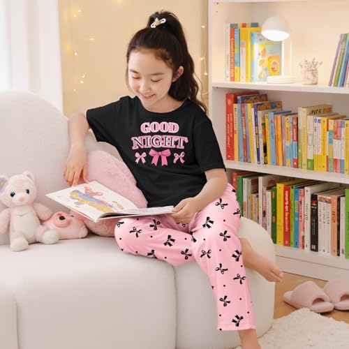 Image of FIOBEE Girls Pajamas Sets 2PCS Summer Pajama Sleepwear Kids Pjs Clothes Short Sleeve for Teen Girl Size 3-14