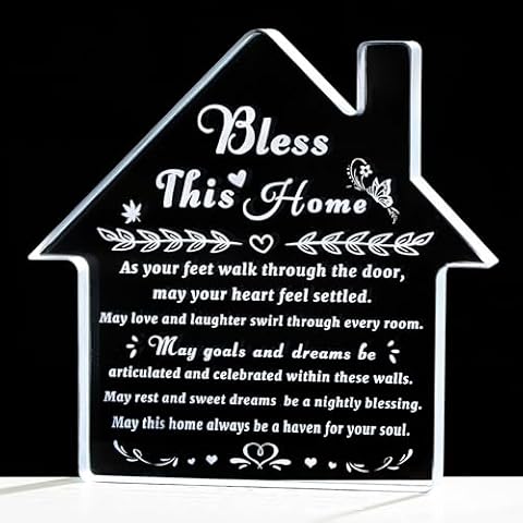 Enjinkail House Warming Gifts New Home Crystal Bless This Home Plaque Best House Warming Gifts 2024 New Home Gifts Idea Unique Housewarming Gifts for Women Men Couple Friend Cover