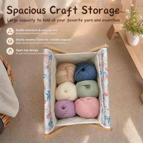 Image of Gkesgm Yarn Storage Organizer for Yarn Skeins,Large Crochet Yarn Holder Case for Carrying Projects, Knitting Needles, Crochet Hooks and Other Accessories