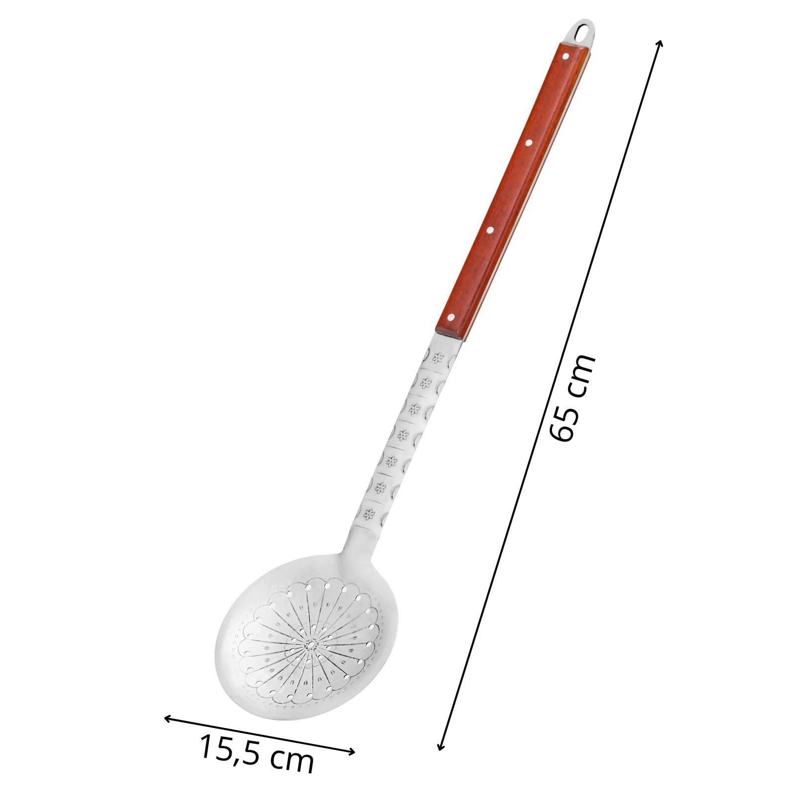 Uchag Ø49 Uchag 2 mm de acero Uchak con tubo de extracción, 22 l, compartimentos para barbacoa, cucharón de espuma, cucharón de sopa, cucharón de sopa, Utschak Utschag Kazan, cocina de campo, cocina
