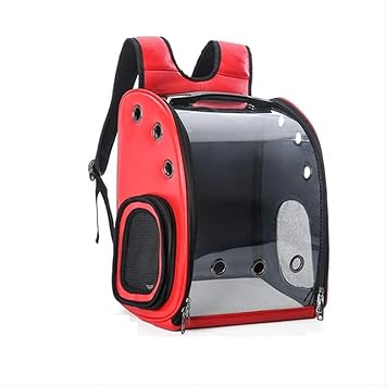 Pups&Pets Dog Carrier Cat Backpack Cat Carrier Cat Backpack Pet Backpack 360 Degrees Transparent Space Bag (Red Color)