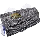BigTron Turtle Floating Basking Platform - Artificial Bark Decor, Ideal for Aquariums, Terrace Fish Tanks, 3 pcs Suction Cups Included for Easy Installation Resting Terrace for Terrapins (Grey)