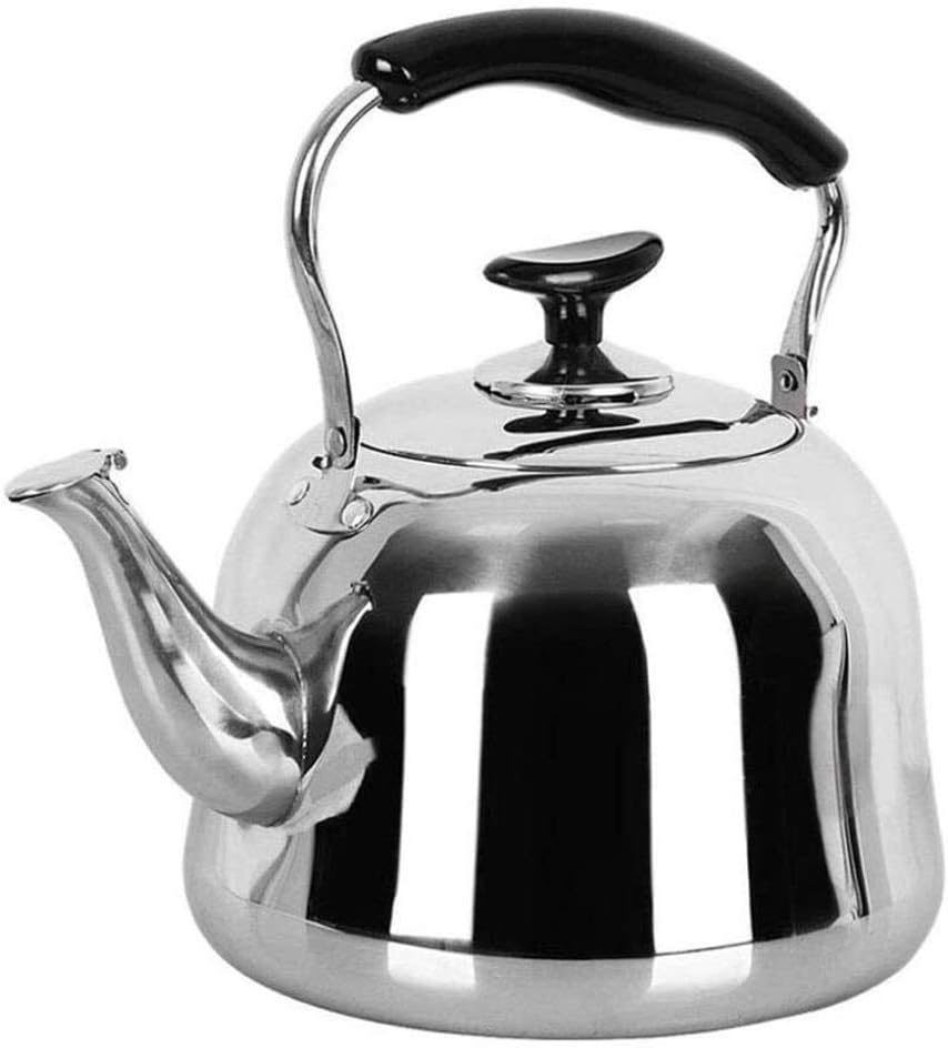 Tea Pots for Stove Top Whistling Tea Kettle 304 Stainless Steel Tea Pot Anti-scalding Handle Induction Cooktops Gas Stove Pot (Size : 4l) ()