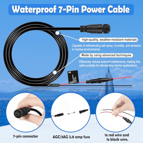 Cable de alimentación de 7 pines evita caídas de red en Garmin GMS 10 marino 4