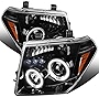 Black Bezel LED Halo Projector Headlights Made For 2005-2007 Nissan Pathfinder