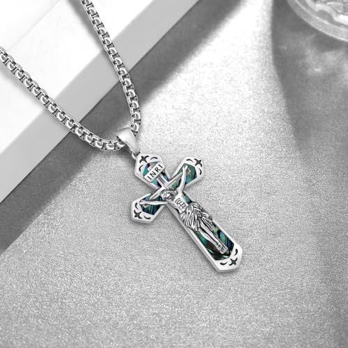 Crucifix Necklace S925 Sterling Silver Cross Jesus Necklaces Jesus Jewelry Gifts for Men Women3