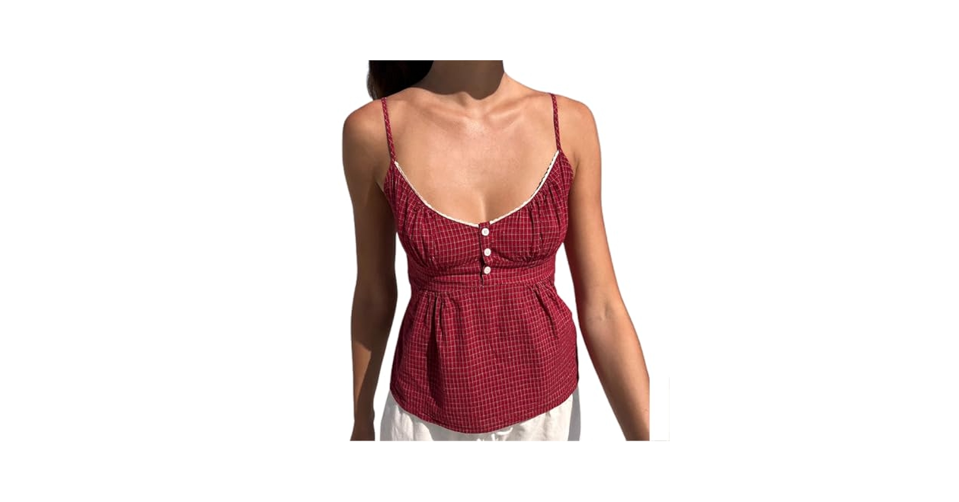 Women Fairy Grunge Cami Top Spaghetti Strap Lace Trim Tank