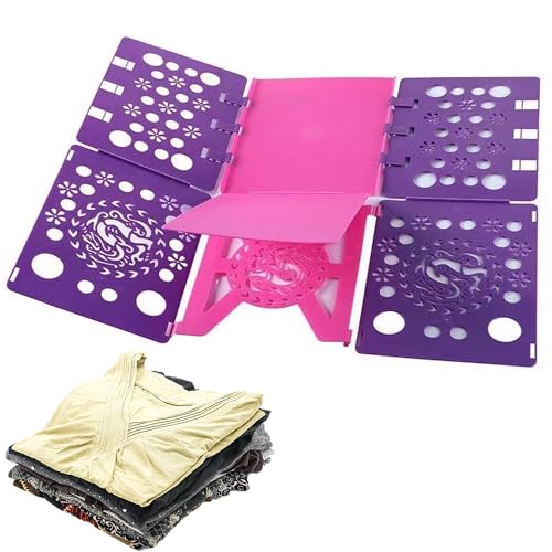 SUQ Doblador Ropa Plegable, Patrón Especial, Tablero Plegable Para Ropa, Doblador De Ropa Plegable De Plástico, Plegador Camisetas, Doblar Camisas, Placa De Plegar Camisetas, Jerséis (Púrpura rosa)