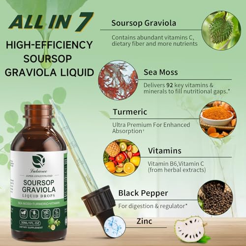 Image of (2 Pack) Soursop Graviola Leaf Extract Liquid Drop Plus Pure Botanical Sea Moss for Cell Support & Regeneration, Immunity and Gut Health, Soursop Bitters Liquid丨Full Texture, Natural Flavor, 1 Fl Oz